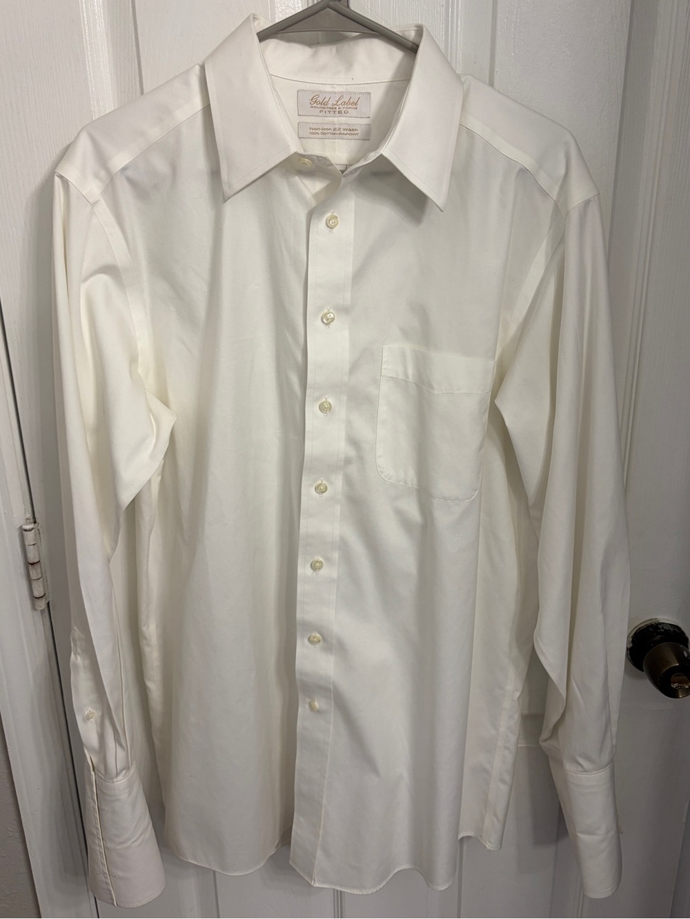 Men's Gold Label White Button Down Dress Shirt - Classic Point Collar